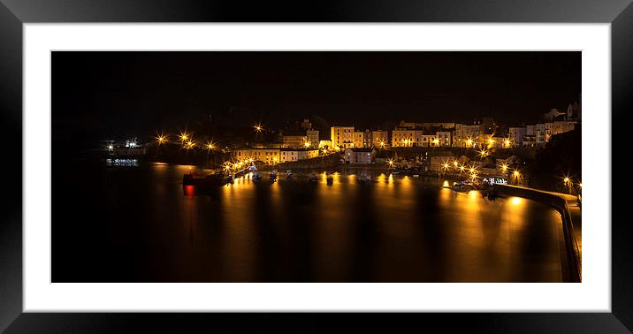 Tenby Harbour at Night Framed Mounted Print by Simon West