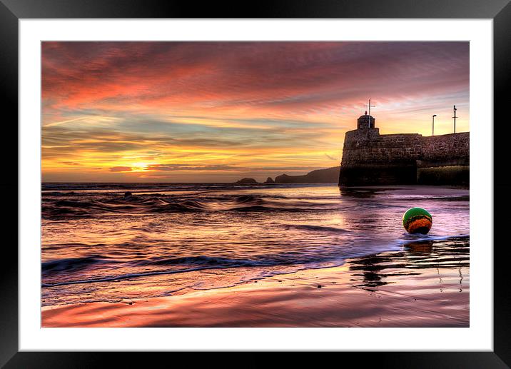 Saundersfoot Red Sunrise Framed Mounted Print by Simon West