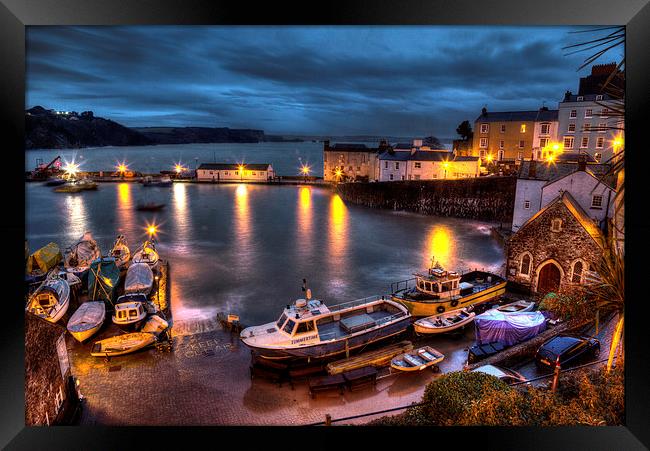 Tenby Harbour High Tide Framed Print by Simon West