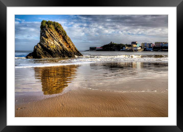 Tenby Harbour and Goscar Rock Framed Mounted Print by Simon West