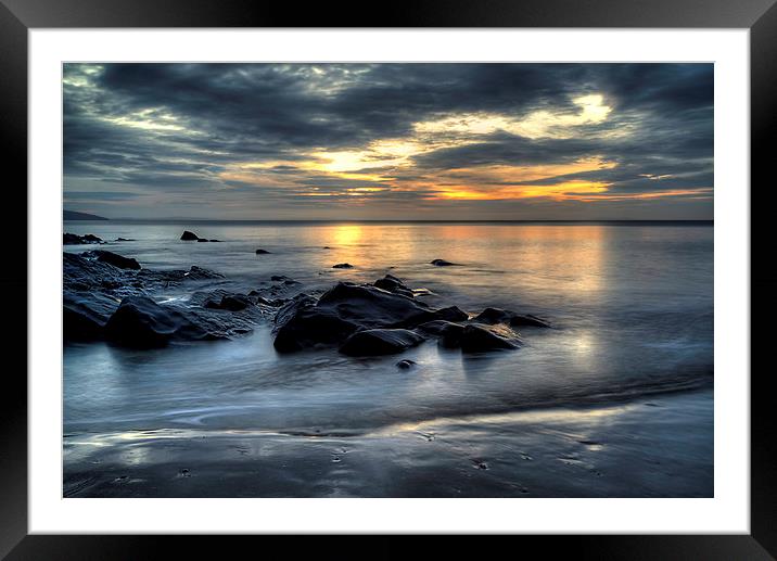 Saundersfoot beach sunrise Framed Mounted Print by Simon West