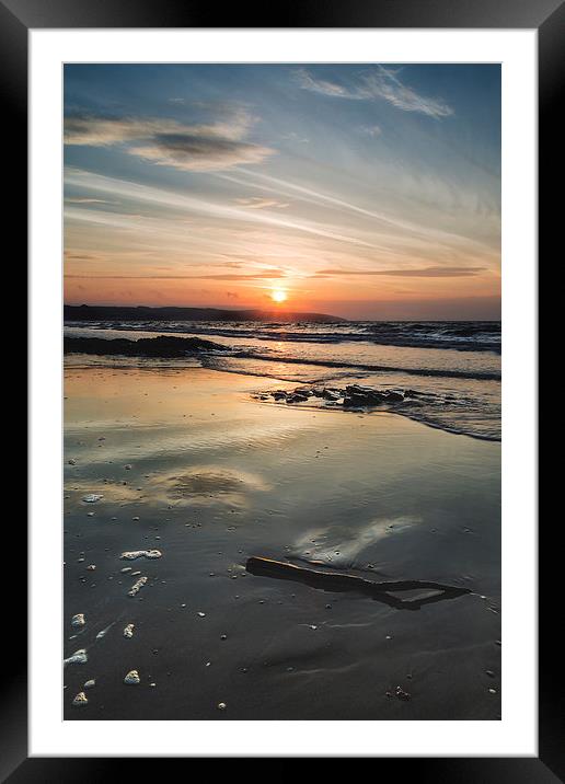 Saundersfoot Beach Sunrise Framed Mounted Print by Simon West