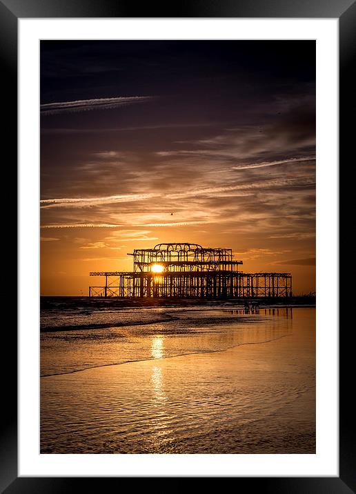  Brighton West Pier Sunset Framed Mounted Print by Simon West