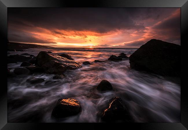  Amroth Beach October Sunrise Framed Print by Simon West