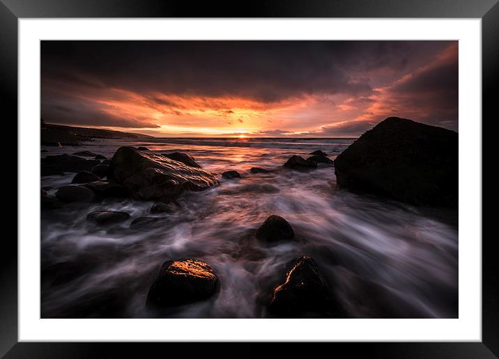  Amroth Beach October Sunrise Framed Mounted Print by Simon West