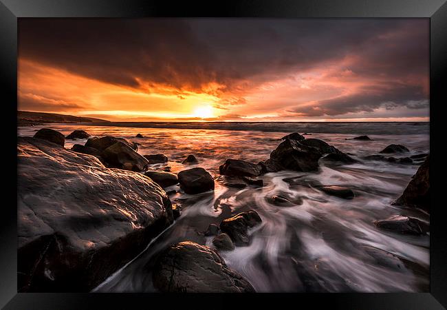  Amroth Beach Sunrise Framed Print by Simon West