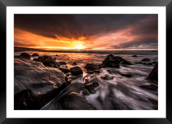  Amroth Beach Sunrise Framed Mounted Print by Simon West