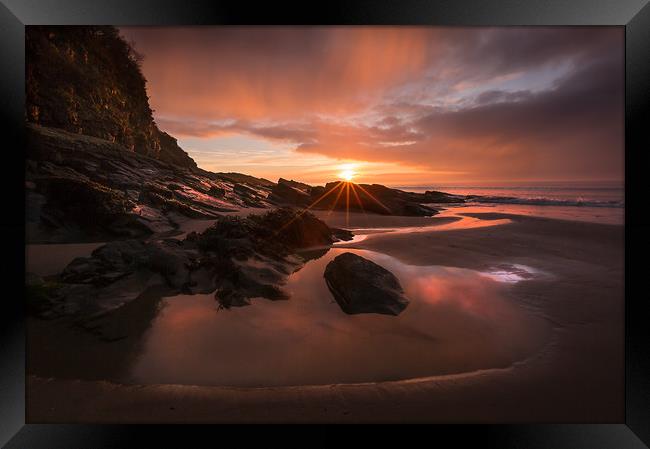 Coppet Hall - Rockpool Spring Sunrise Framed Print by Simon West