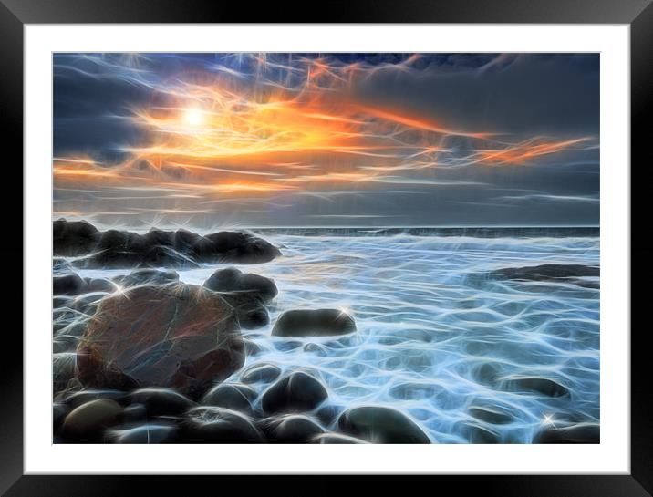 North Devon Sunset Framed Mounted Print by nick woodrow