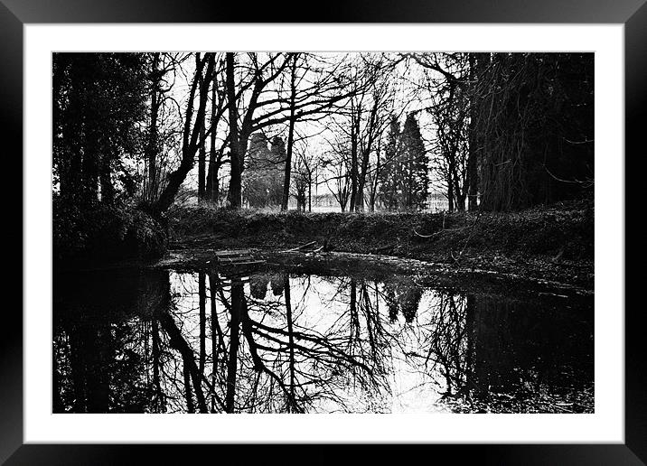 Reflections on pond Framed Mounted Print by Adam Clarkson