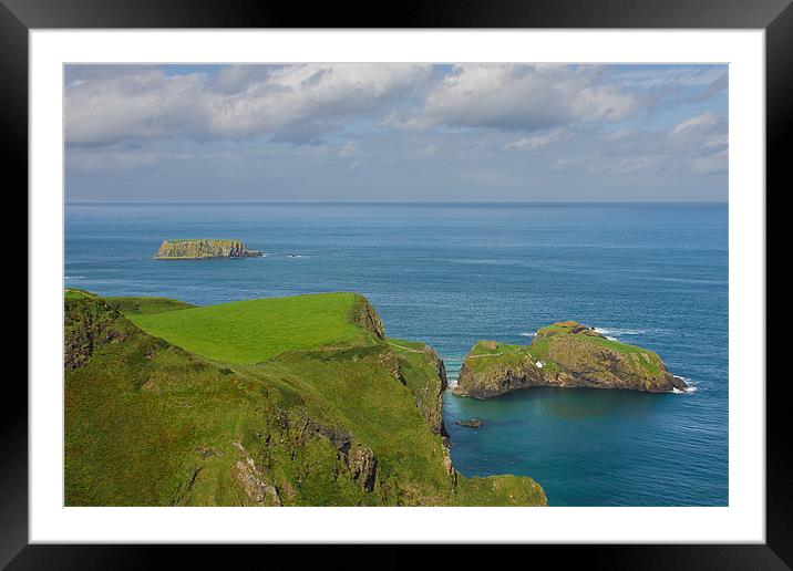Rope bridge Carrick-a-Rede Framed Mounted Print by Adam Clarkson