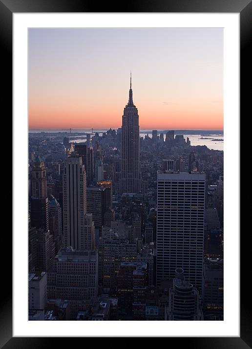 Empire State at dusk Framed Mounted Print by Adam Clarkson