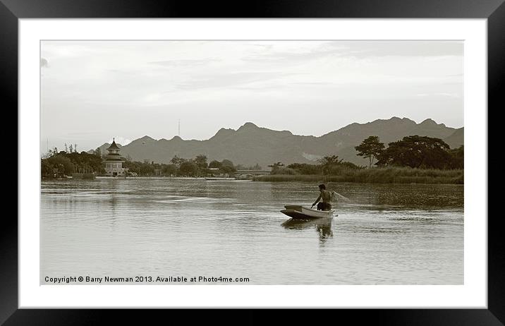 Fishing the Mekong Framed Mounted Print by Barry Newman