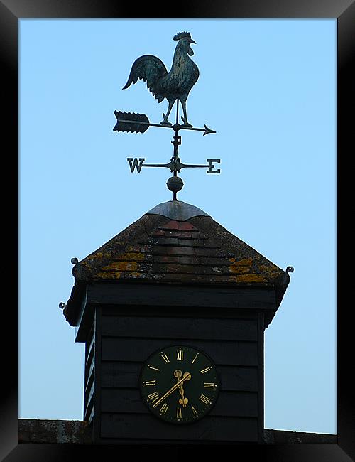 Weather Vane and Clock in Herts Framed Print by Sandra Beale