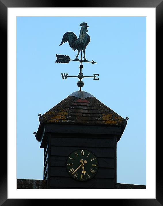 Weather Vane and Clock in Herts Framed Mounted Print by Sandra Beale