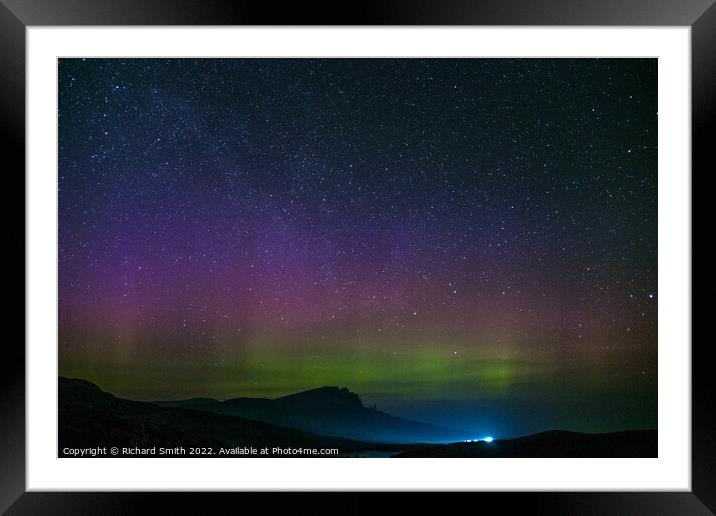 Aurora Borealis from The Storr on Skye. #1 Framed Mounted Print by Richard Smith