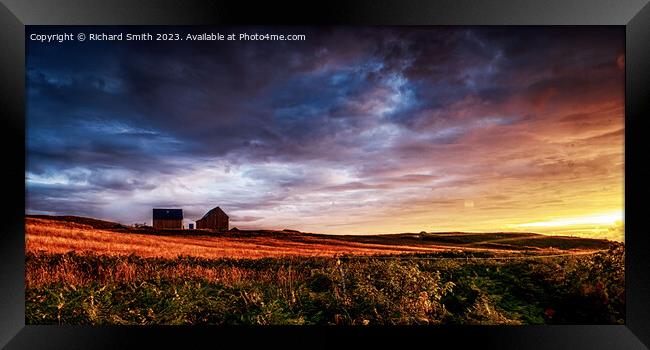 Two wooden houses on the edge of a pasture Framed Print by Richard Smith