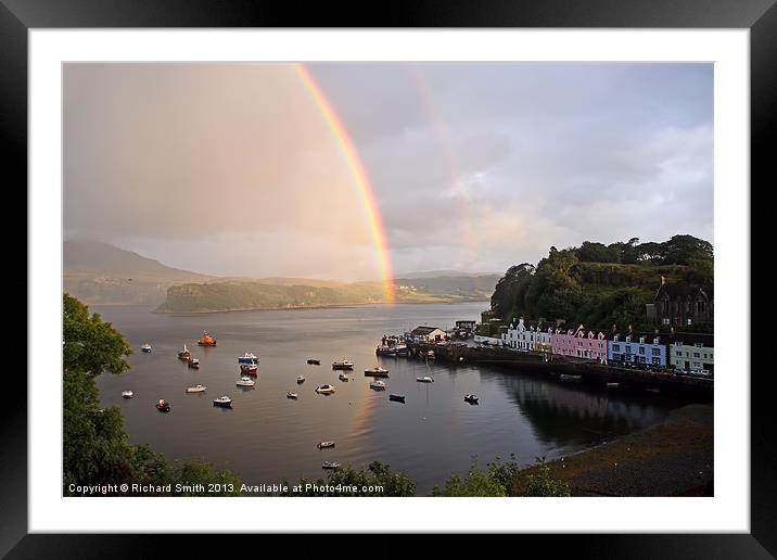 Rainbow over Loch Portree Framed Mounted Print by Richard Smith