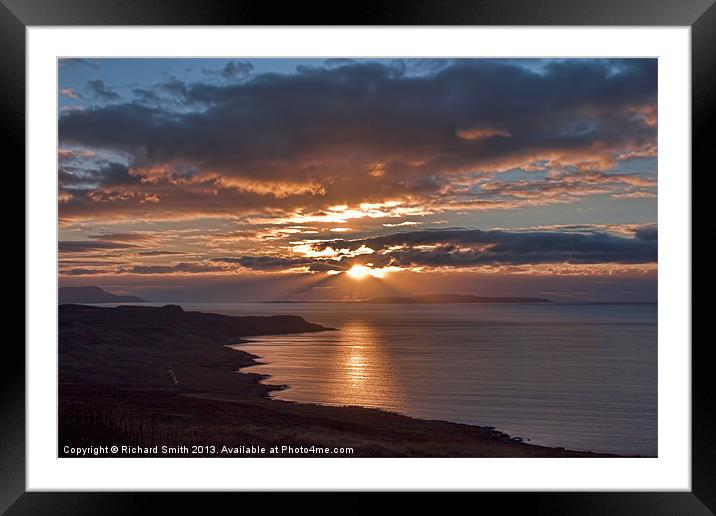 Setting sun over Small Isles Framed Mounted Print by Richard Smith