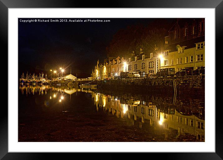 Portree pier at night Framed Mounted Print by Richard Smith