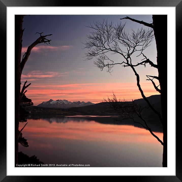 Sunset colour over the Cuillins Framed Mounted Print by Richard Smith