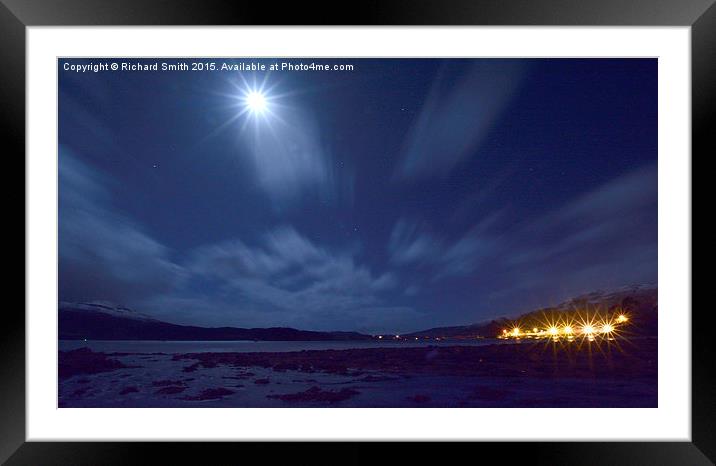  A panoramic view of Loch Portree at night with a  Framed Mounted Print by Richard Smith