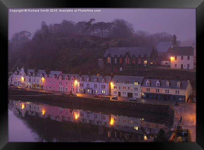  A close-up of Portree pier on a misty evening in  Framed Print by Richard Smith