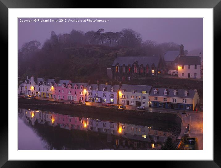  A close-up of Portree pier on a misty evening in  Framed Mounted Print by Richard Smith