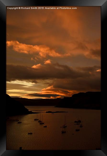  Sunrise colour over the entrance to Loch Portree Framed Print by Richard Smith