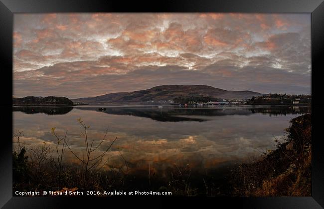 Evening reflections upon Loch Portree  Framed Print by Richard Smith