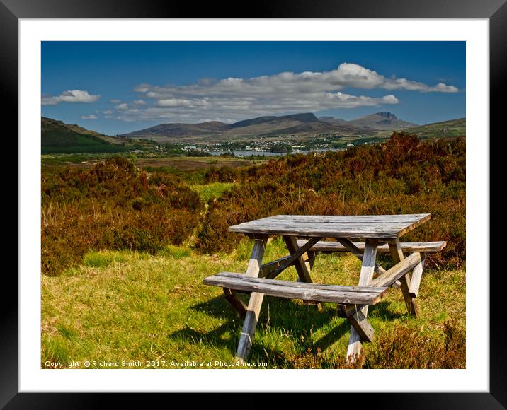 A picnic table with a view Framed Mounted Print by Richard Smith