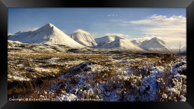   The red Cuillin of Skye with their winter cloak  Framed Print by Richard Smith