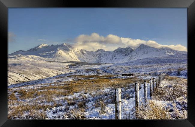 Snow covered Black Cuillin Framed Print by Richard Smith