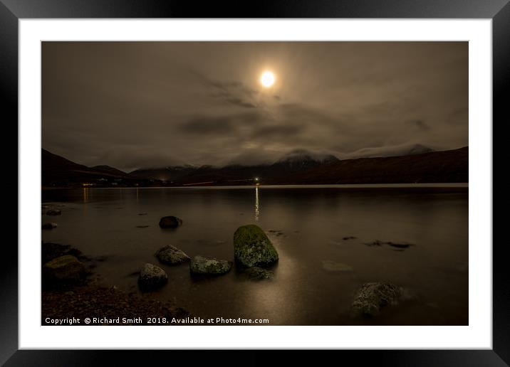 Loch Ainort, Isle of Skye, by moonlight Framed Mounted Print by Richard Smith