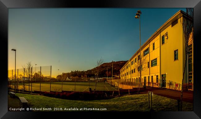 The all weather pitches at Portree High School. Framed Print by Richard Smith
