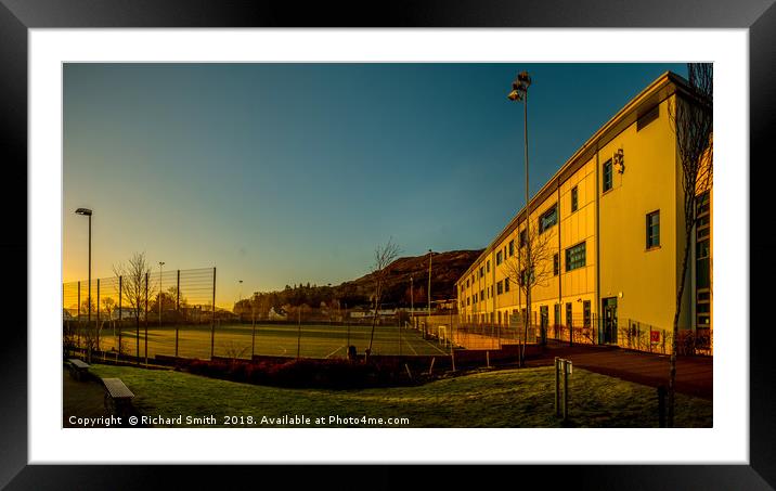 The all weather pitches at Portree High School. Framed Mounted Print by Richard Smith