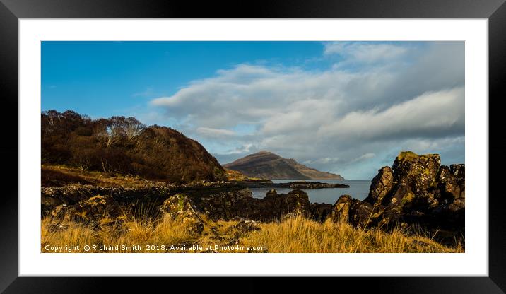 Ben Tianavaig from the Braes coast Framed Mounted Print by Richard Smith