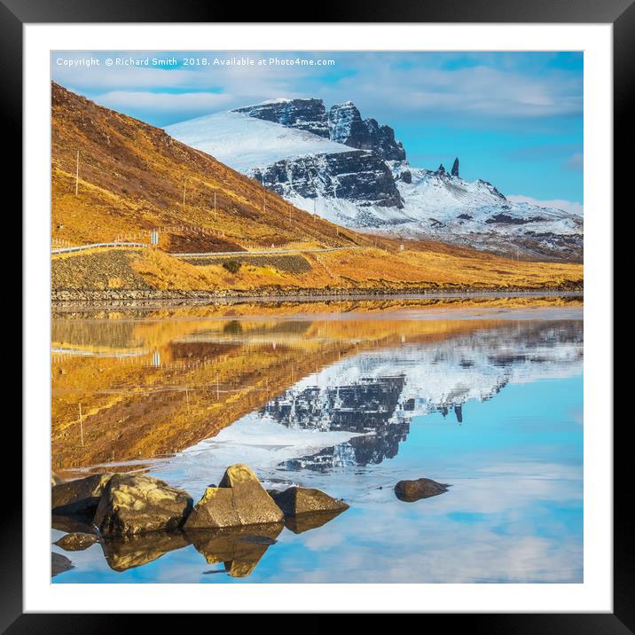 Standing in Loch Fada to photograph the Storr. Framed Mounted Print by Richard Smith