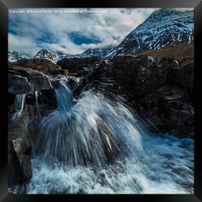 A special kind of waterfall in the Fairy Pools Framed Print by Richard Smith