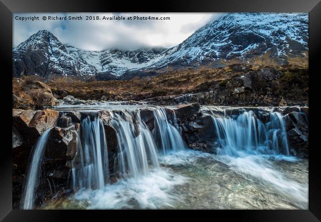 Looking over a waterfall up Coire na Creiche #2 Framed Print by Richard Smith