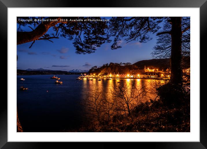 Portree pier at dusk #2 Framed Mounted Print by Richard Smith
