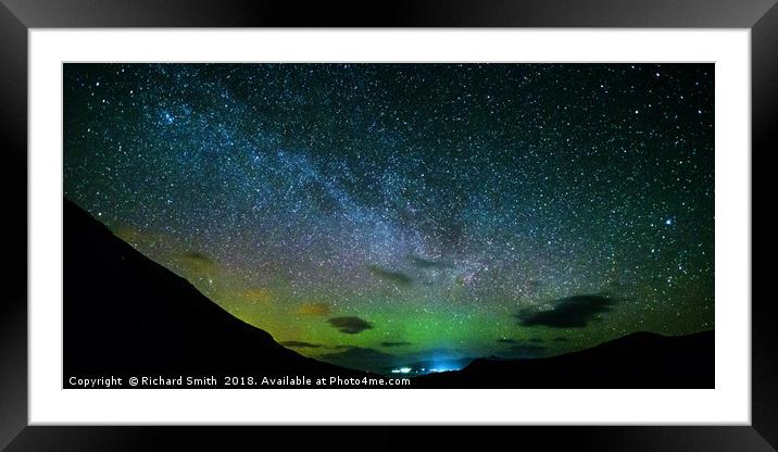 Milky Way and Aurora Borealis Framed Mounted Print by Richard Smith