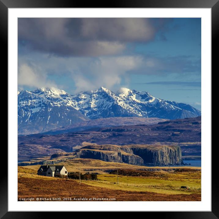 The west side of the Cuillin Hills from Orbost. Framed Mounted Print by Richard Smith