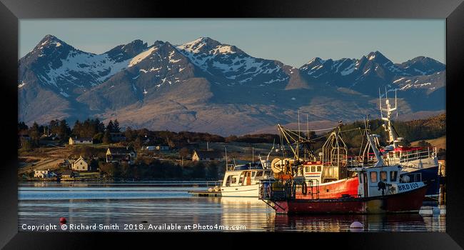 Close up of boats at Portree pier. Framed Print by Richard Smith