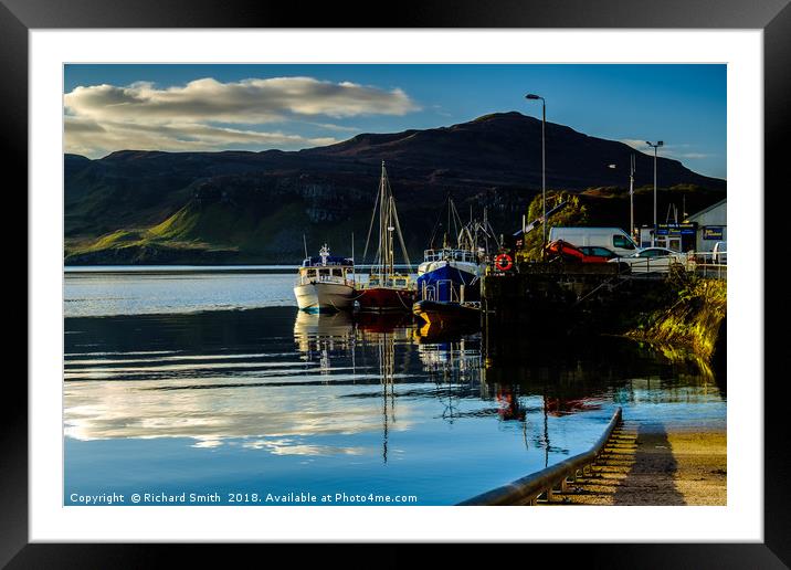 Moored to Portree pier at first sunlight #2 Framed Mounted Print by Richard Smith