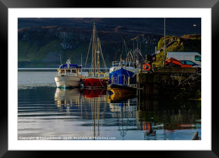 Moored to Portree pier at first sunlight #3 Framed Mounted Print by Richard Smith