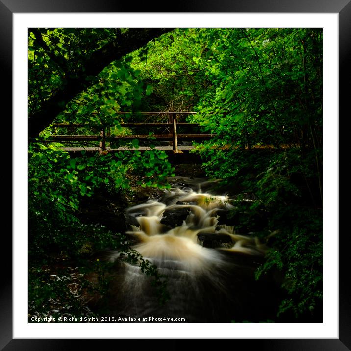 Slow exposure of cascade on river Leasgeary Framed Mounted Print by Richard Smith