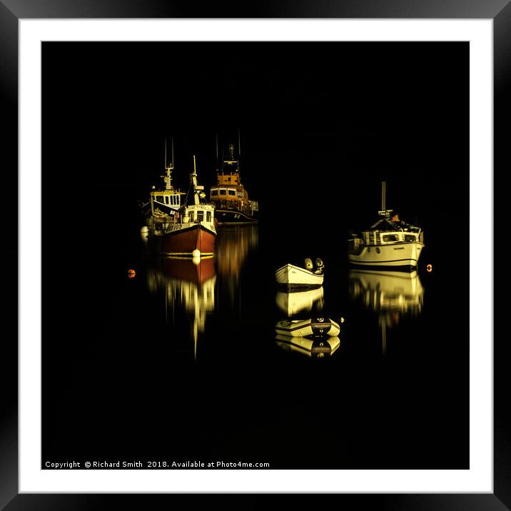 A small group of boats moored on Loch Portree Framed Mounted Print by Richard Smith