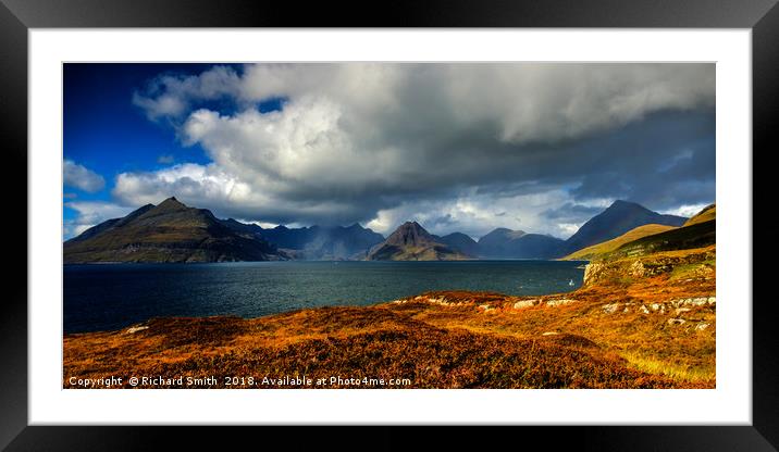 A view across Loch Scavaig to the Cuillin Hills Framed Mounted Print by Richard Smith