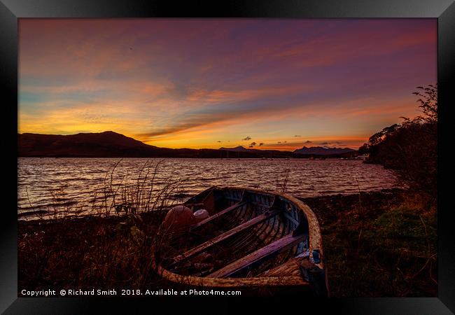 Early sunrise colour over Loch Portree.  Framed Print by Richard Smith